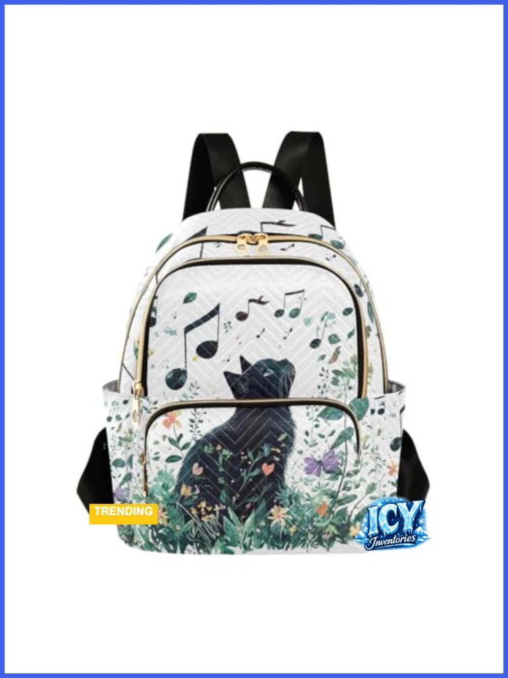 Quilted Mini Backpack Purse for Women - Cat Design, Daypack, Water Resistant